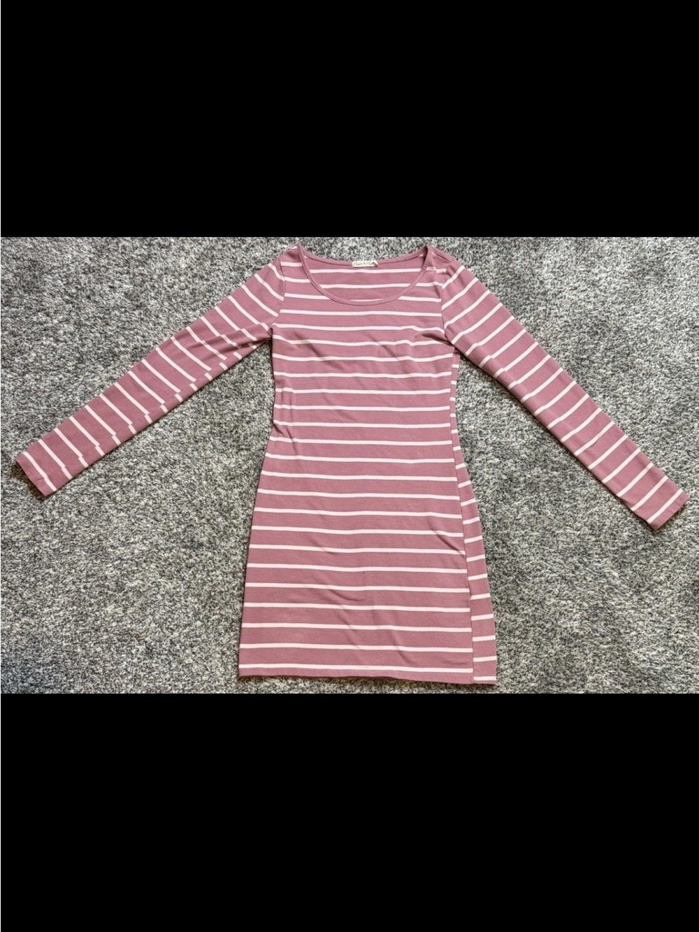 Heart Hips Dusty Mauve & White Striped Long Sleeve Scoop Dress
